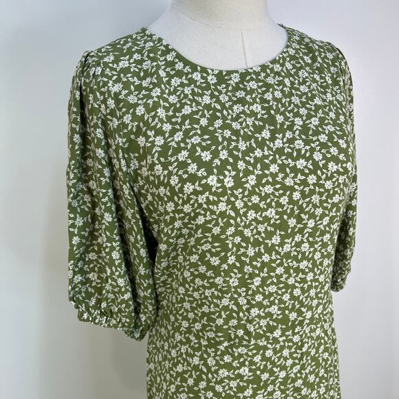 Kivari Gracie Midi Dress Green Rayon Printed Floral - Picture 2 of 14